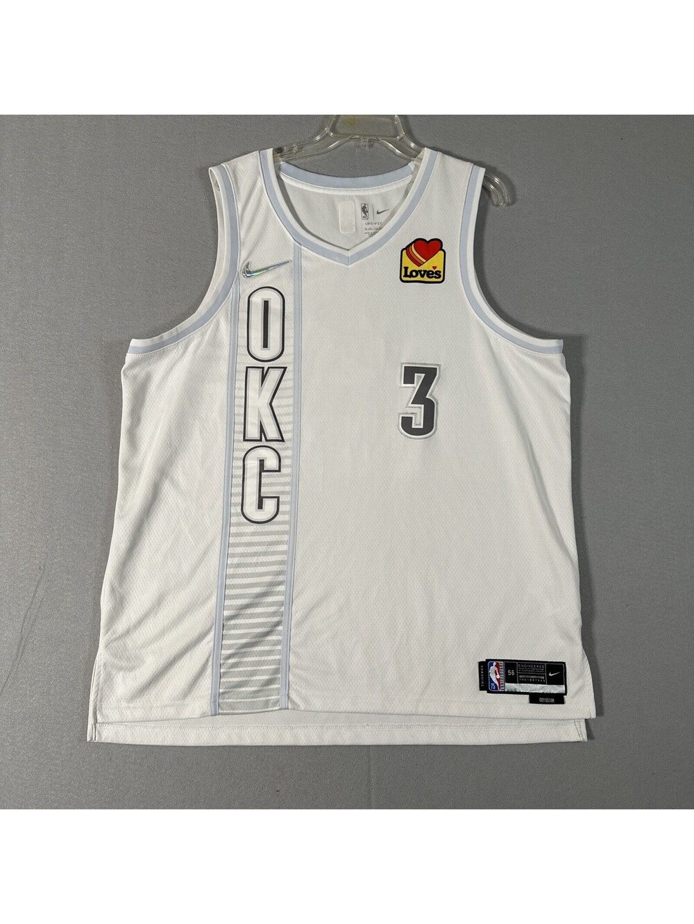 Nike Swingman NBA Jersey Oklahoma City Thunder Josh Giddey #3 XXL 56 White Gray